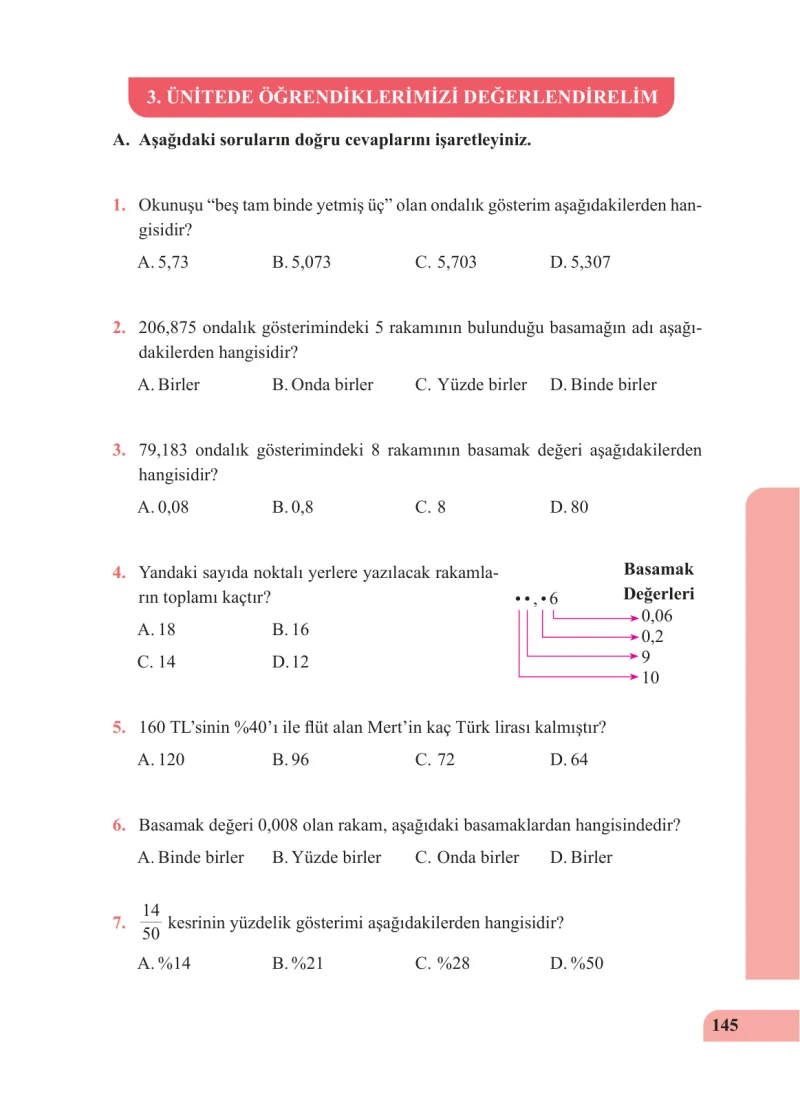 5. Sınıf Matematik Ders Kitabı Cevapları Özgün Yayınları Sayfa 145