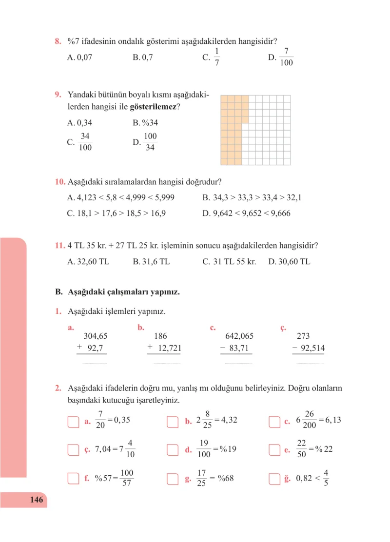 5. Sınıf Matematik Ders Kitabı Cevapları Özgün Yayınları Sayfa 146