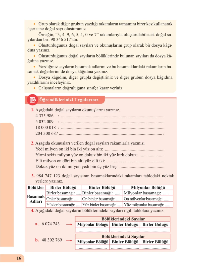5. Sınıf Matematik Ders Kitabı Cevapları Özgün Yayınları Sayfa 16