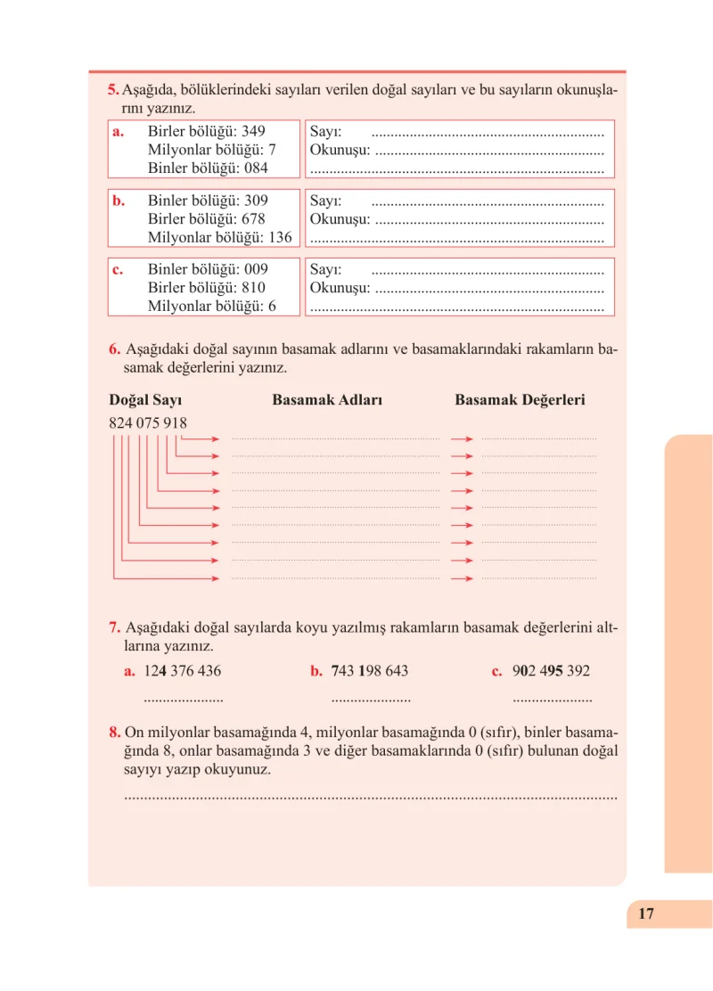 5. Sınıf Matematik Ders Kitabı Cevapları Özgün Yayınları Sayfa 17