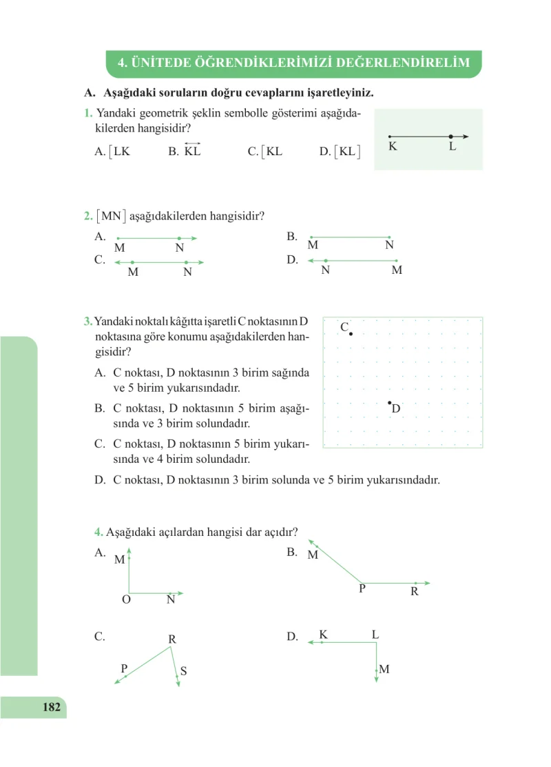 5. Sınıf Matematik Ders Kitabı Cevapları Özgün Yayınları Sayfa 182