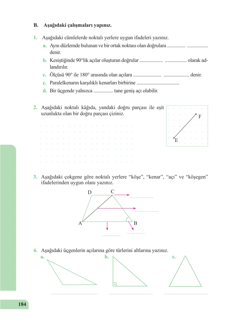 5. Sınıf Matematik Ders Kitabı Cevapları Özgün Yayınları Sayfa 184