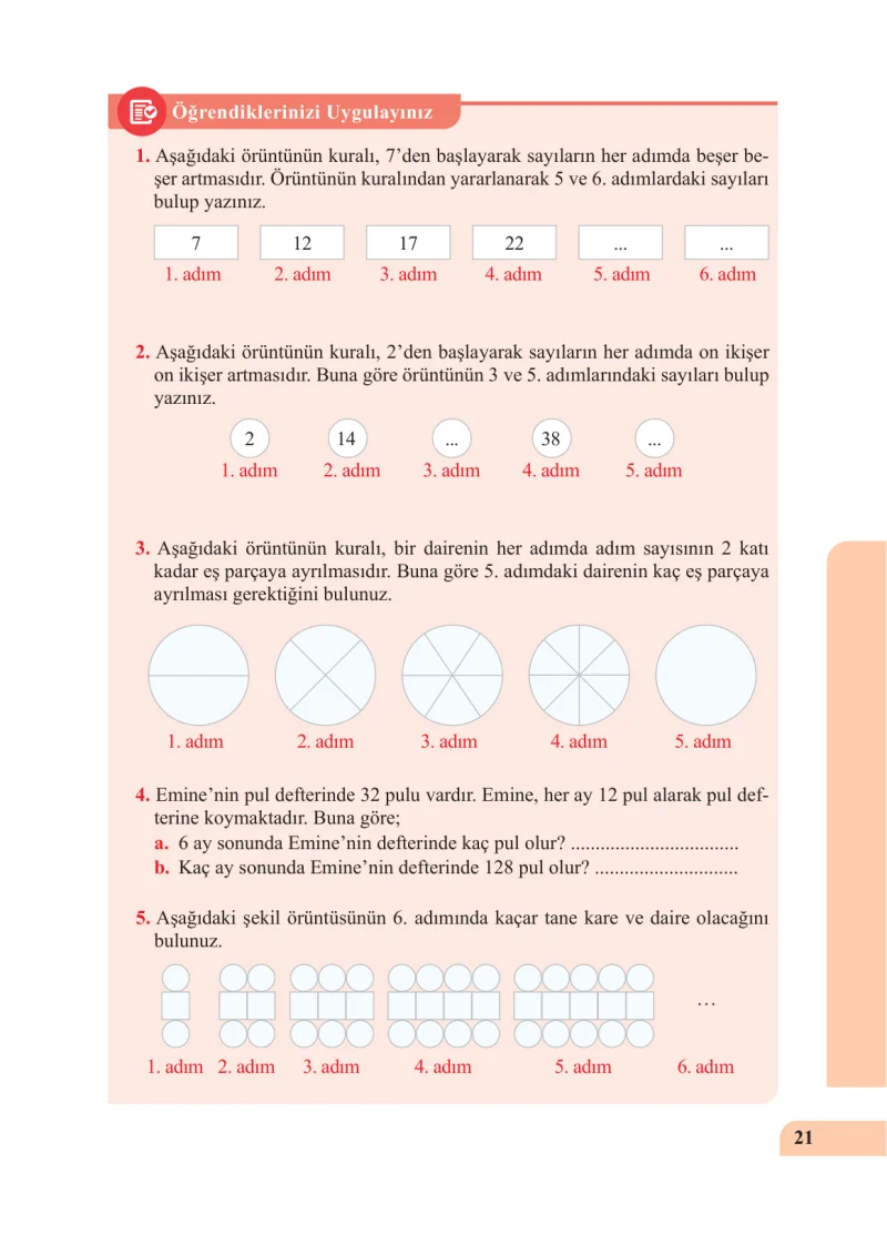 5. Sınıf Matematik Ders Kitabı Cevapları Özgün Yayınları Sayfa 21
