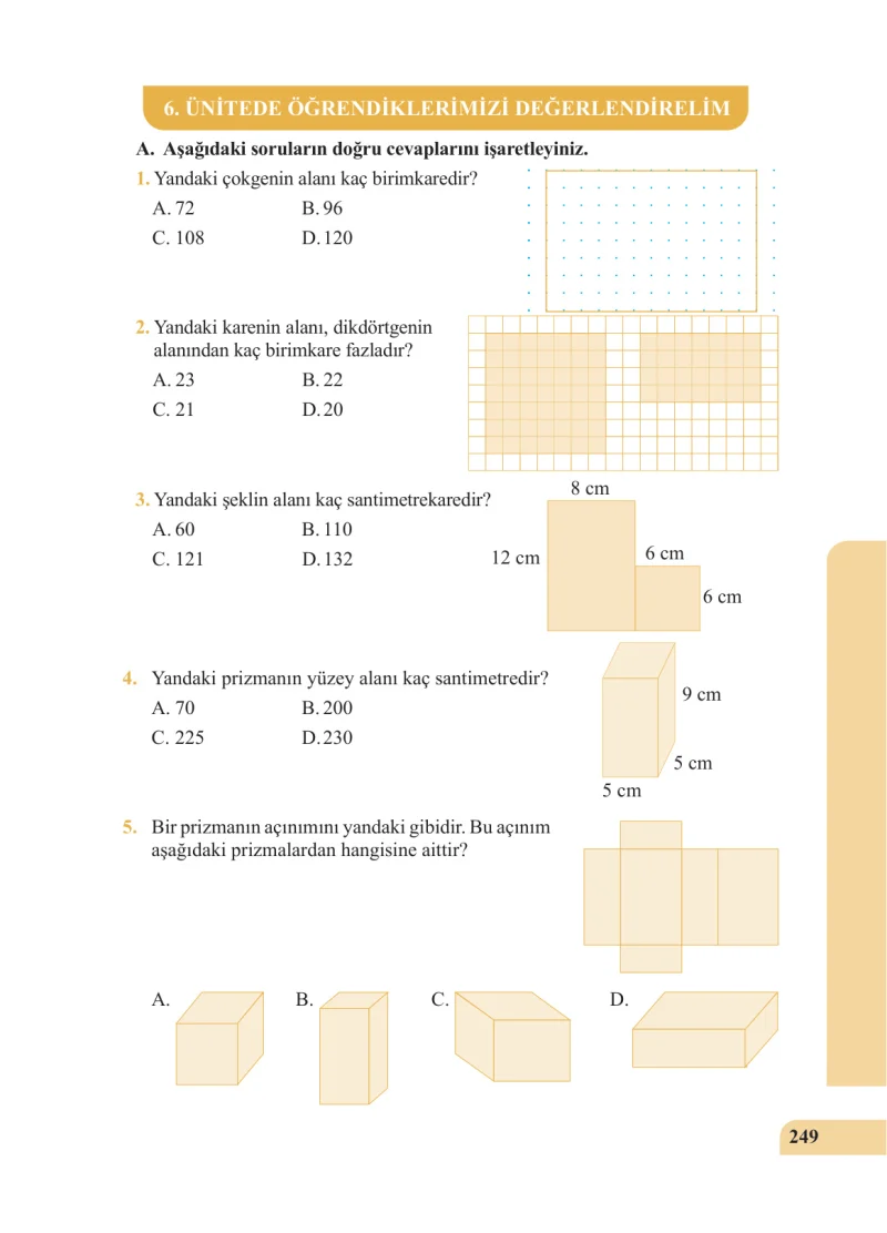 5. Sınıf Matematik Ders Kitabı Cevapları Özgün Yayınları Sayfa 249