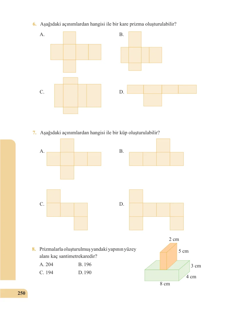 5. Sınıf Matematik Ders Kitabı Cevapları Özgün Yayınları Sayfa 250