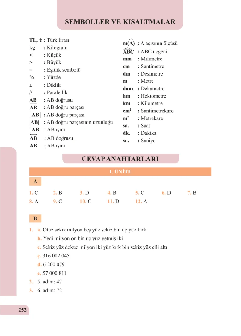 5. Sınıf Matematik Ders Kitabı Cevapları Özgün Yayınları Sayfa 252