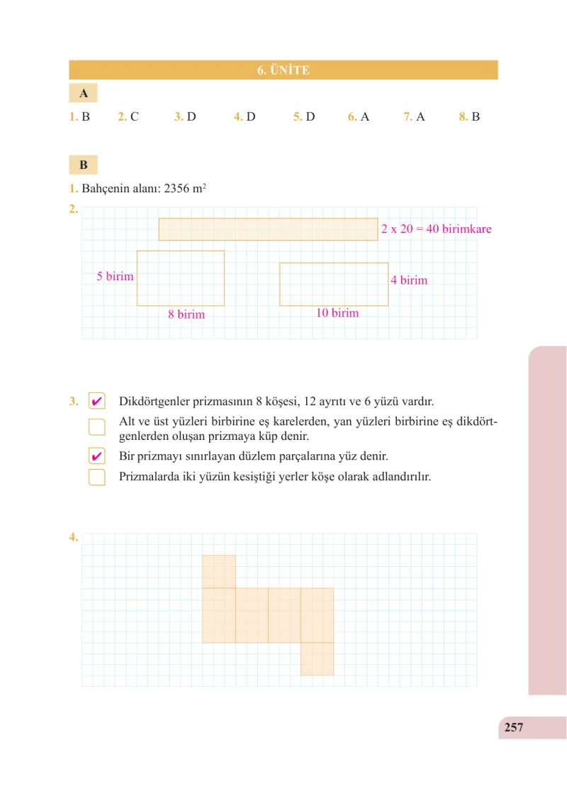 5. Sınıf Matematik Ders Kitabı Cevapları Özgün Yayınları Sayfa 257