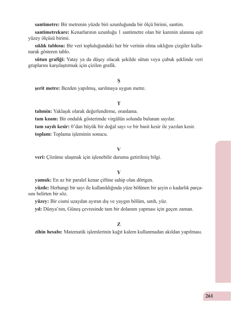 5. Sınıf Matematik Ders Kitabı Cevapları Özgün Yayınları Sayfa 261