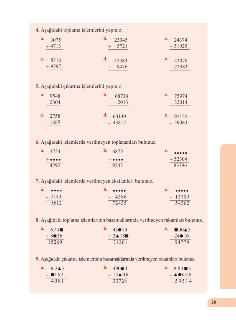 5. Sınıf Matematik Ders Kitabı Cevapları Özgün Yayınları Sayfa 29