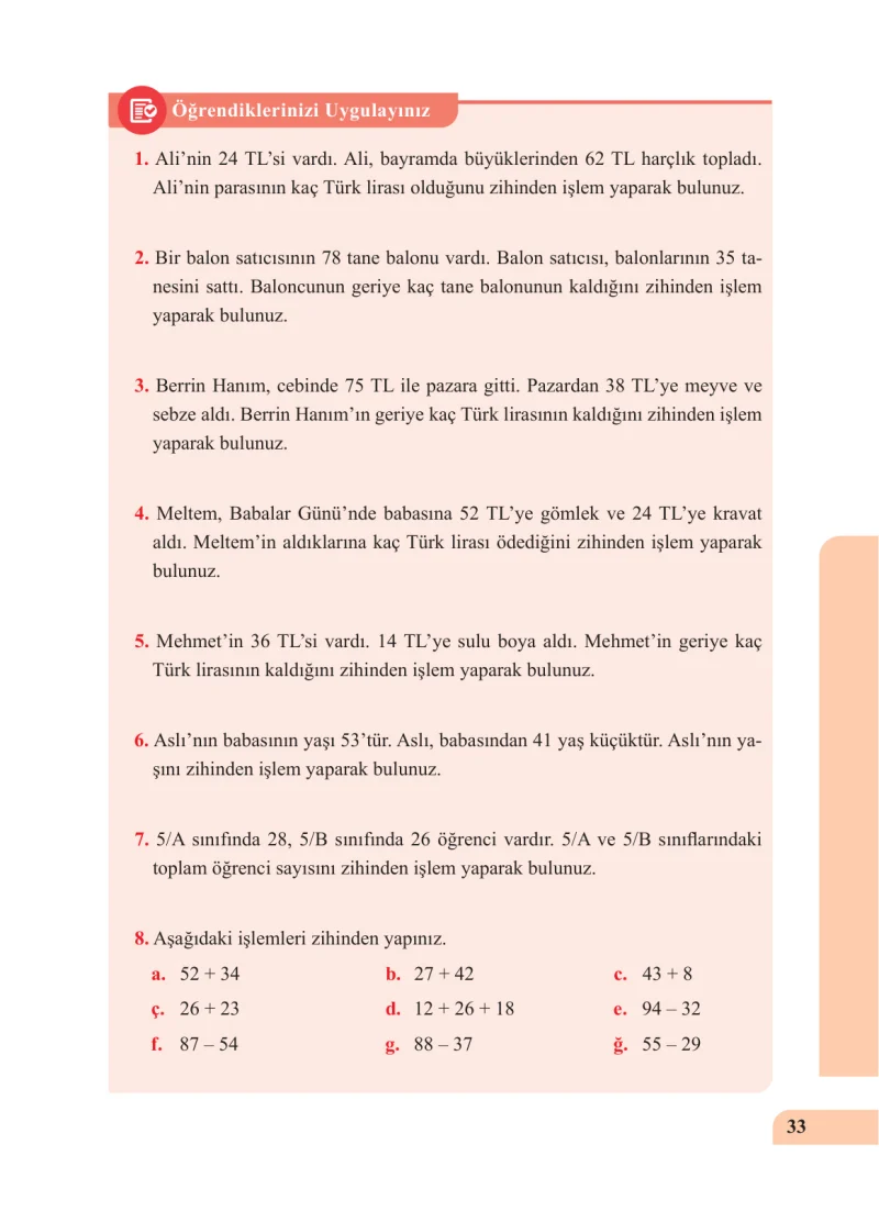 5. Sınıf Matematik Ders Kitabı Cevapları Özgün Yayınları Sayfa 33