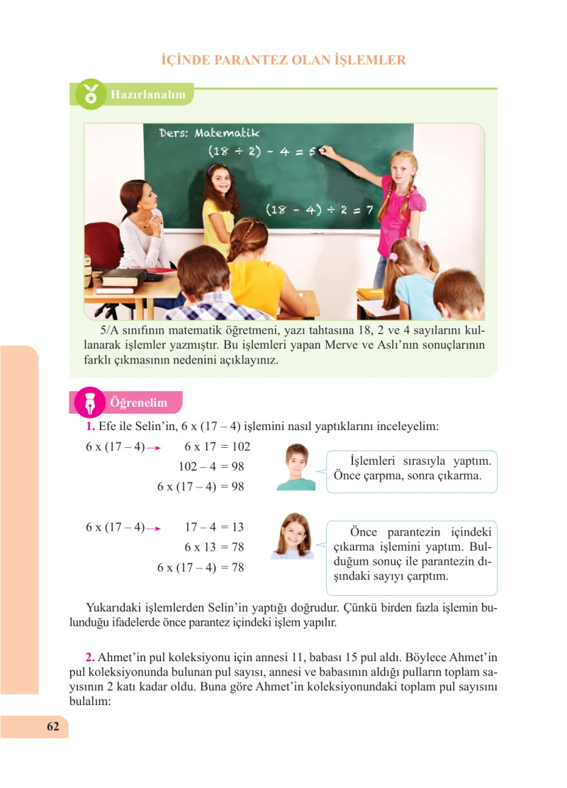 5. Sınıf Matematik Ders Kitabı Cevapları Özgün Yayınları Sayfa 62