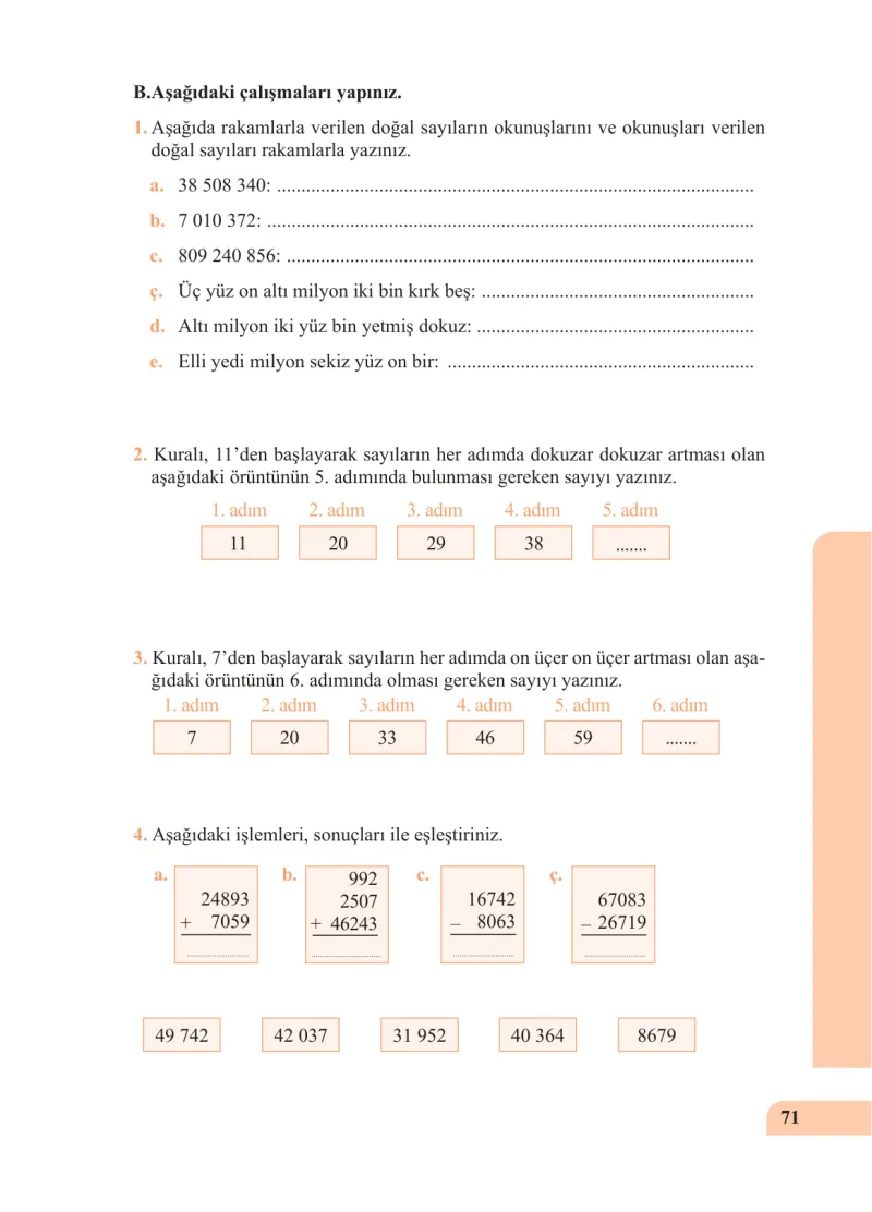 5. Sınıf Matematik Ders Kitabı Cevapları Özgün Yayınları Sayfa 71