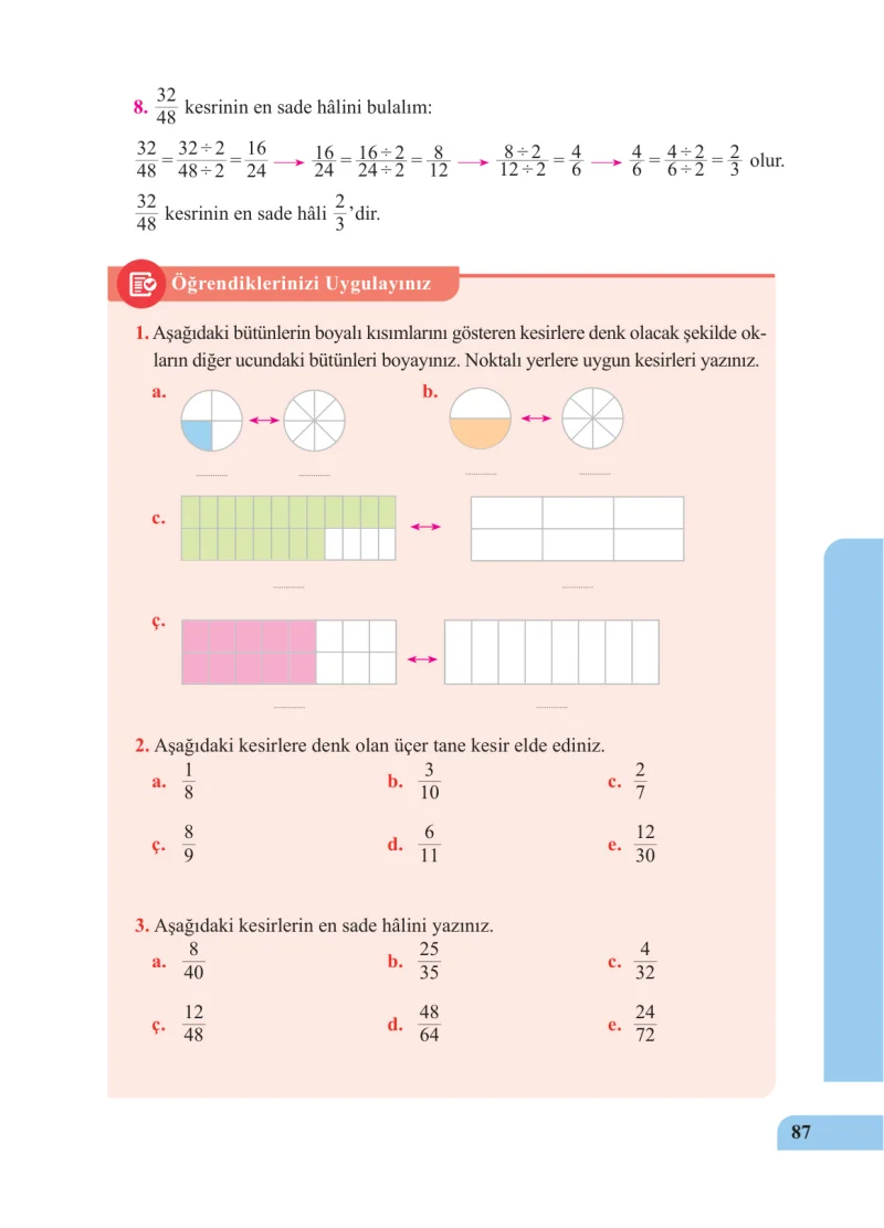 5. Sınıf Matematik Ders Kitabı Cevapları Özgün Yayınları Sayfa 87