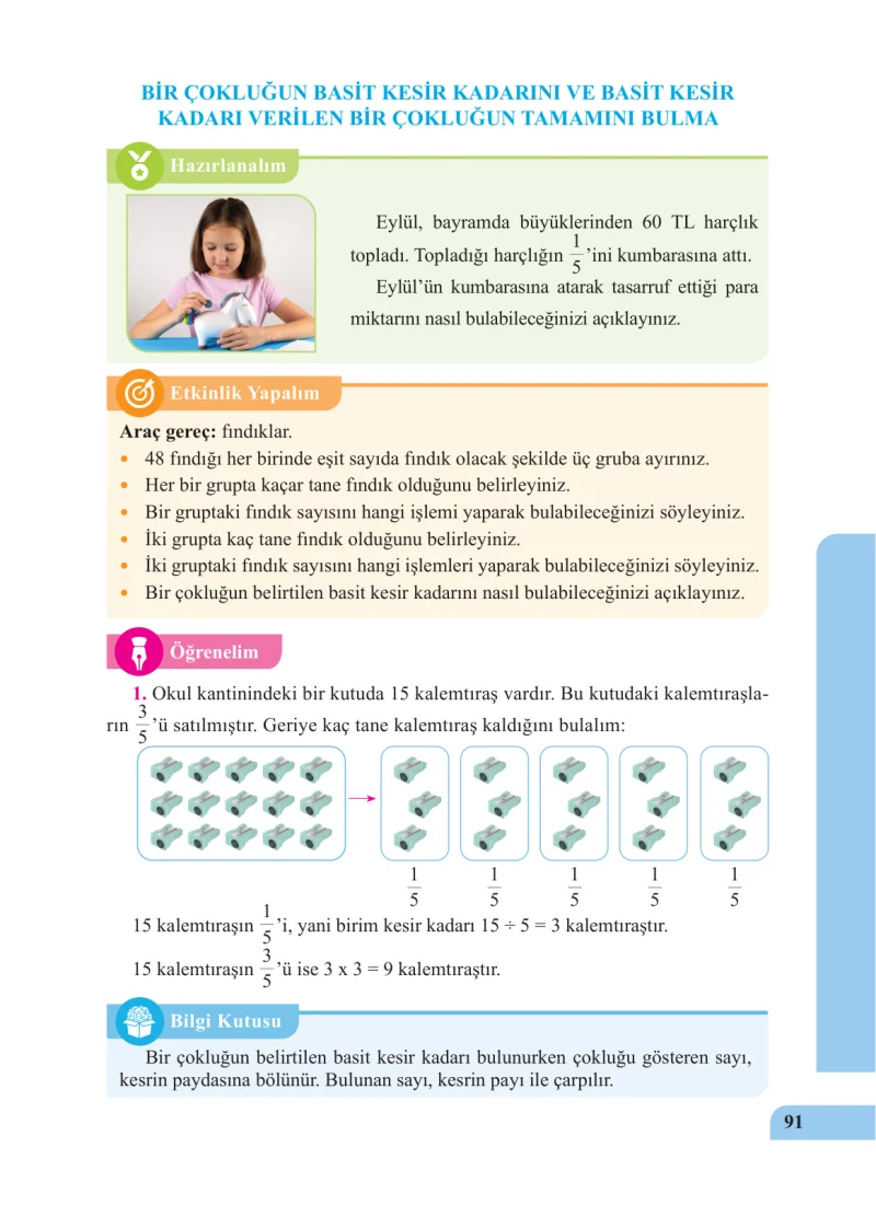 5. Sınıf Matematik Ders Kitabı Cevapları Özgün Yayınları Sayfa 91