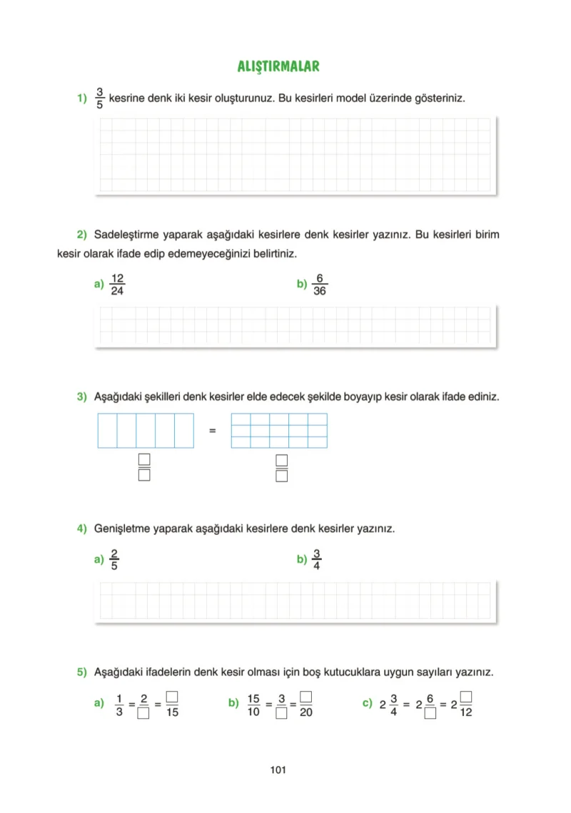 5. Sınıf Matematik Ders Kitabı Cevapları Tuna Yayınları Sayfa 101