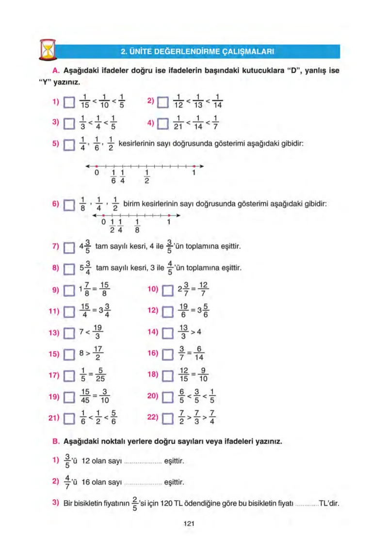 5. Sınıf Matematik Ders Kitabı Cevapları Tuna Yayınları Sayfa 121
