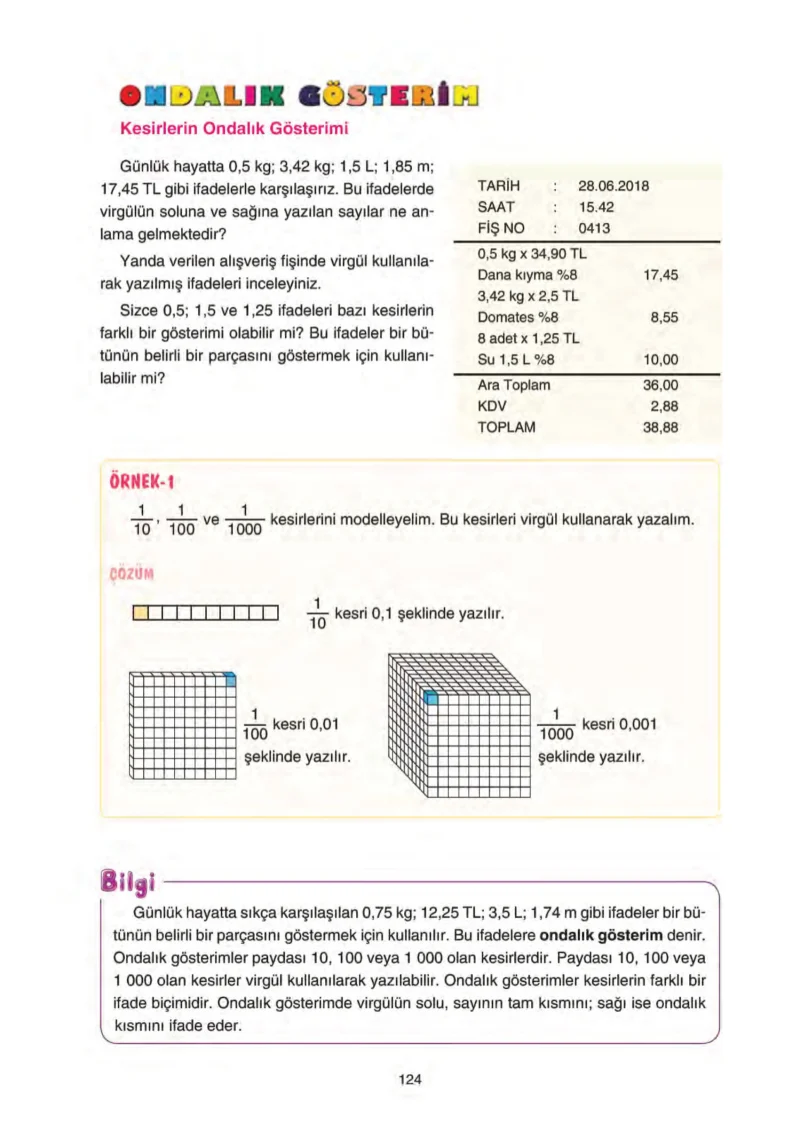 5. Sınıf Matematik Ders Kitabı Cevapları Tuna Yayınları Sayfa 124