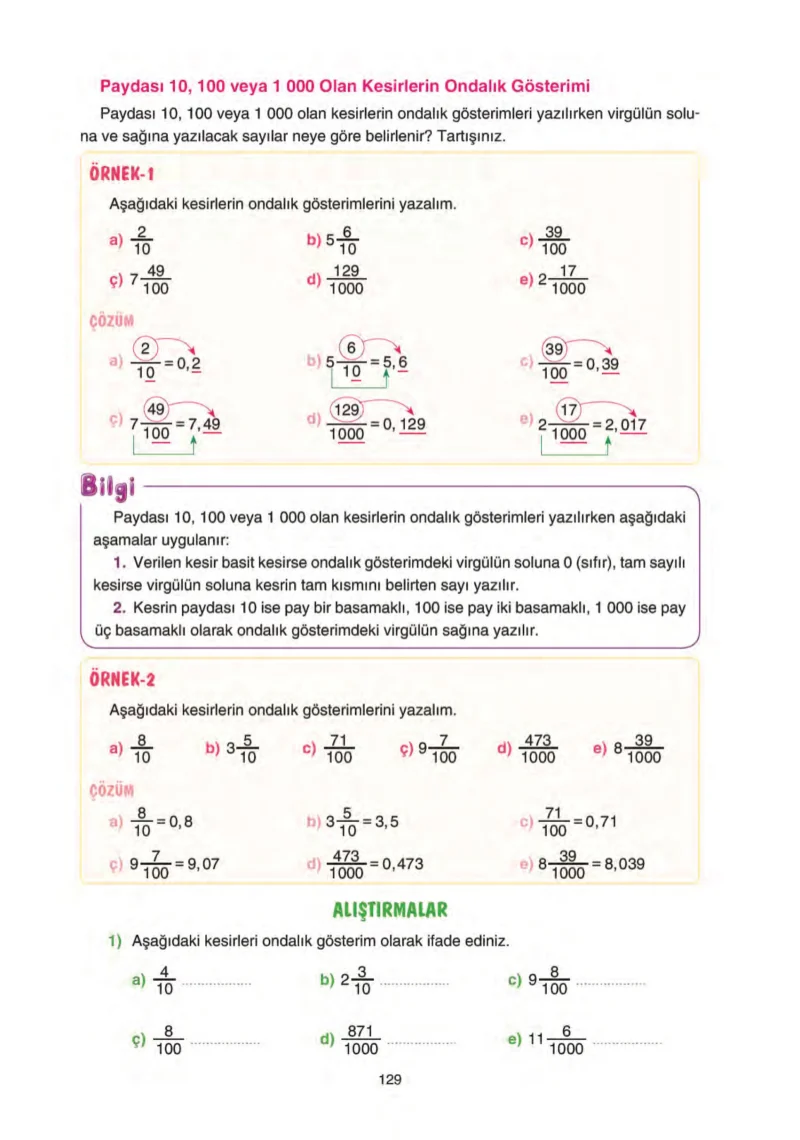 5. Sınıf Matematik Ders Kitabı Cevapları Tuna Yayınları Sayfa 129