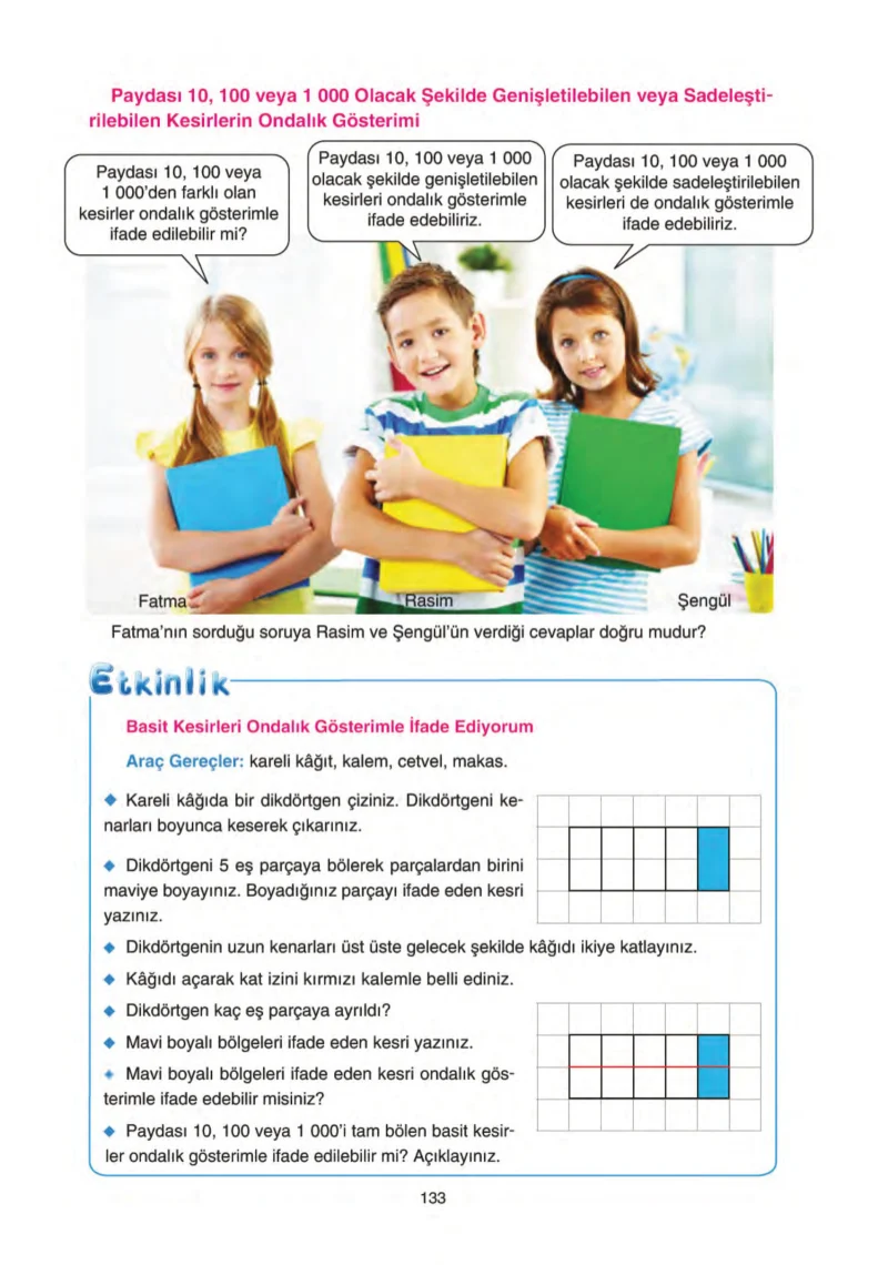 5. Sınıf Matematik Ders Kitabı Cevapları Tuna Yayınları Sayfa 133