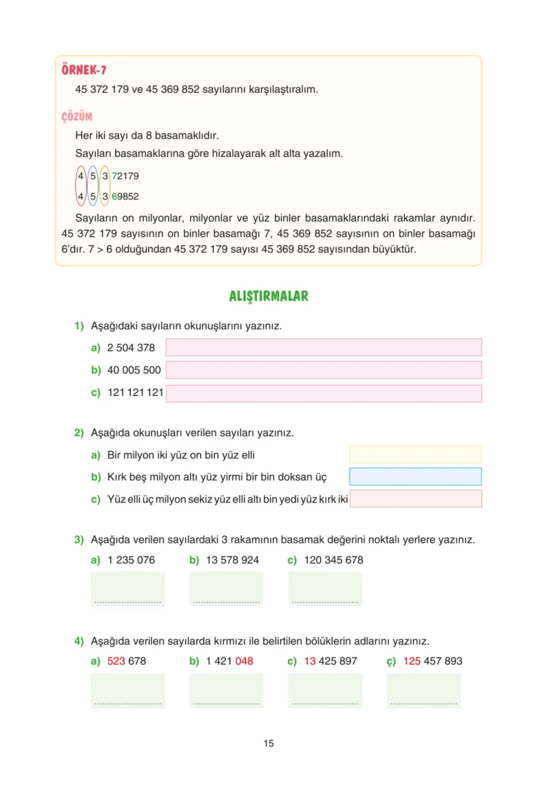 5. Sınıf Matematik Ders Kitabı Cevapları Tuna Yayınları Sayfa 15