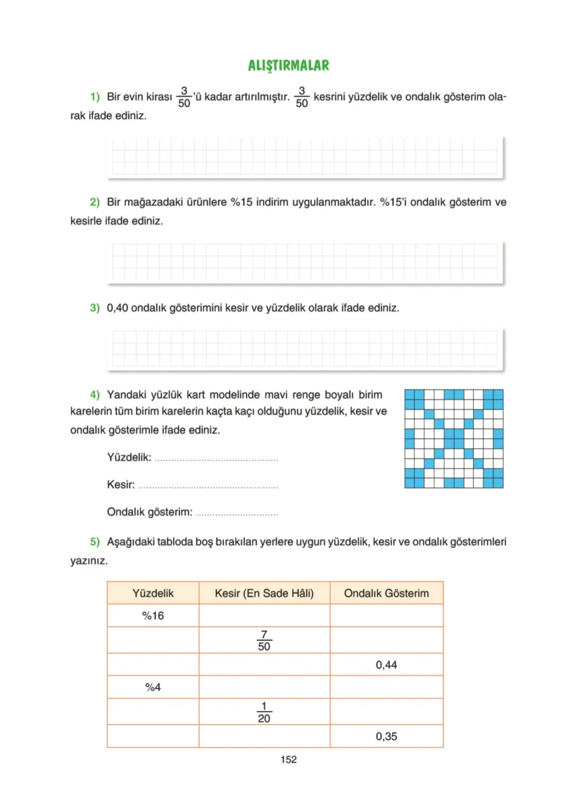 5. Sınıf Matematik Ders Kitabı Cevapları Tuna Yayınları Sayfa 152
