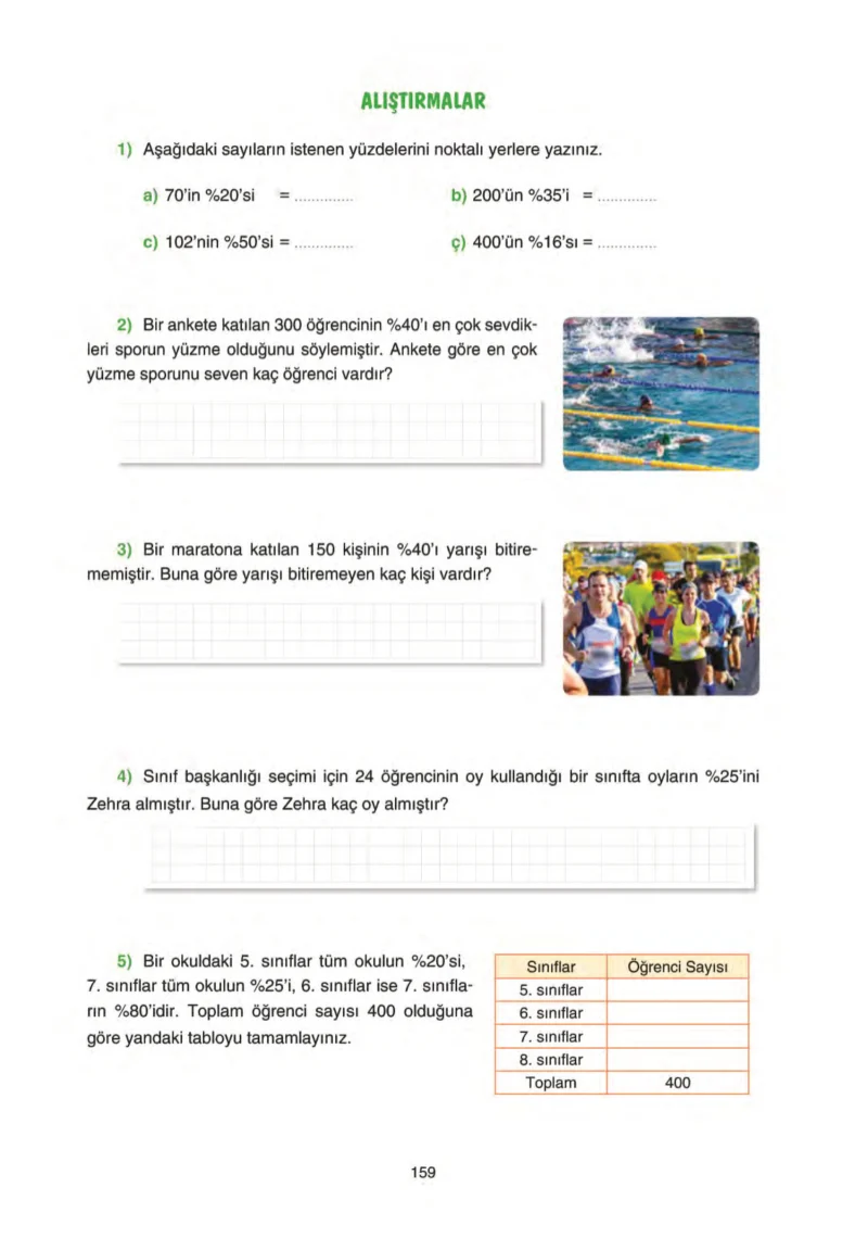 5. Sınıf Matematik Ders Kitabı Cevapları Tuna Yayınları Sayfa 159