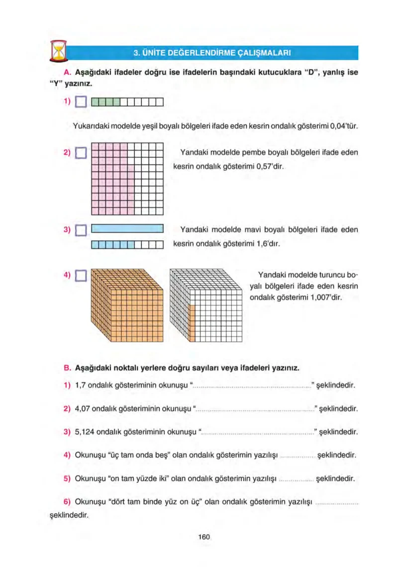 5. Sınıf Matematik Ders Kitabı Cevapları Tuna Yayınları Sayfa 160