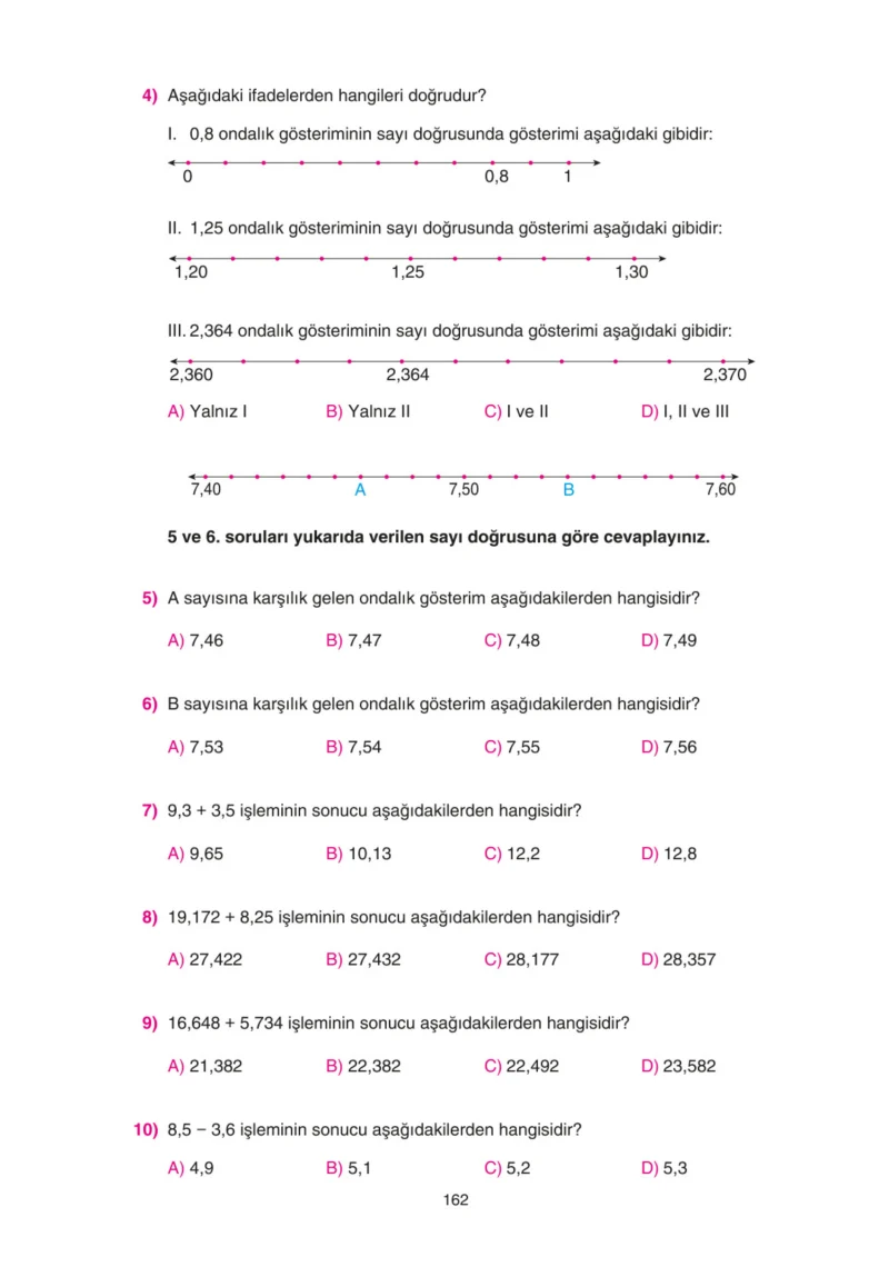 5. Sınıf Matematik Ders Kitabı Cevapları Tuna Yayınları Sayfa 162