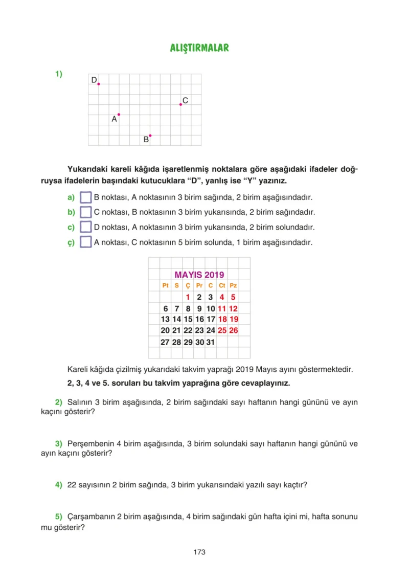 5. Sınıf Matematik Ders Kitabı Cevapları Tuna Yayınları Sayfa 173