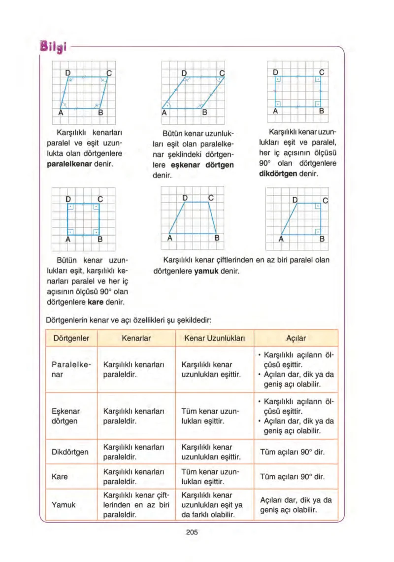 5. Sınıf Matematik Ders Kitabı Cevapları Tuna Yayınları Sayfa 205