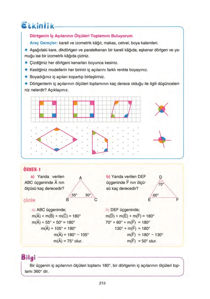 5. Sınıf Matematik Ders Kitabı Cevapları Tuna Yayınları Sayfa 213