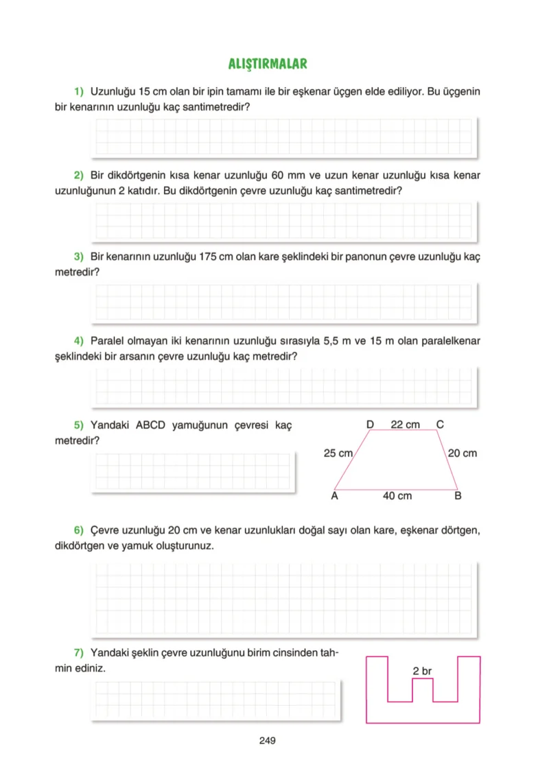 5. Sınıf Matematik Ders Kitabı Cevapları Tuna Yayınları Sayfa 249