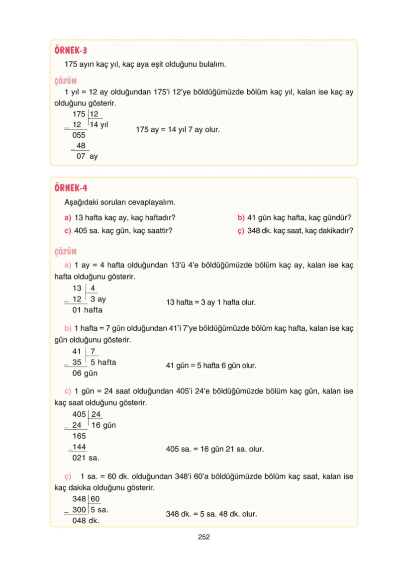 5. Sınıf Matematik Ders Kitabı Cevapları Tuna Yayınları Sayfa 252