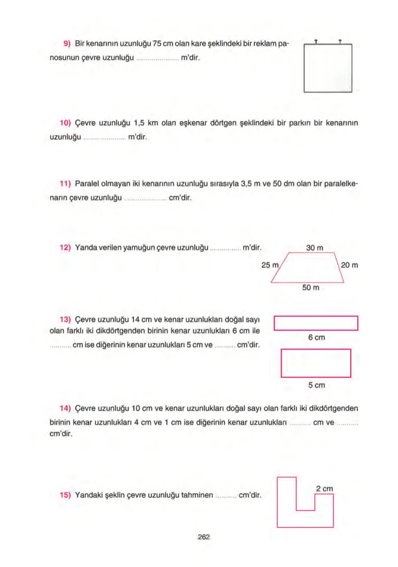 5. Sınıf Matematik Ders Kitabı Cevapları Tuna Yayınları Sayfa 262