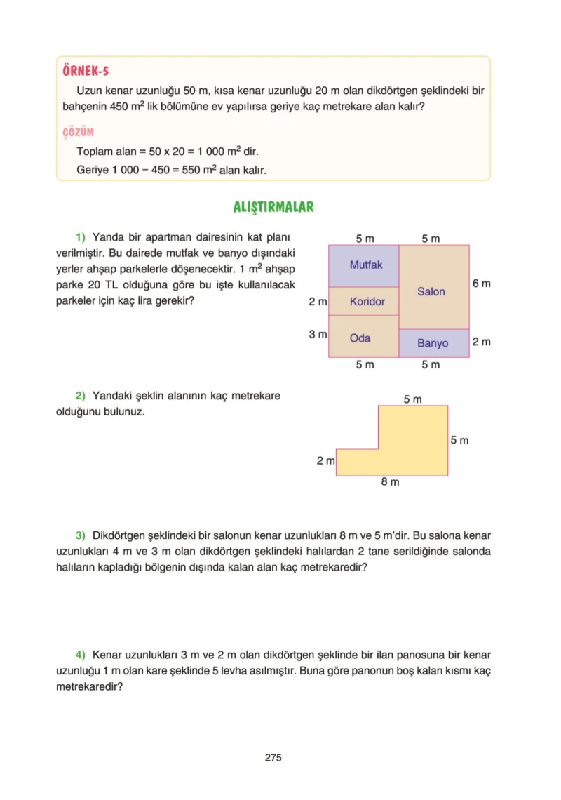 5. Sınıf Matematik Ders Kitabı Cevapları Tuna Yayınları Sayfa 275