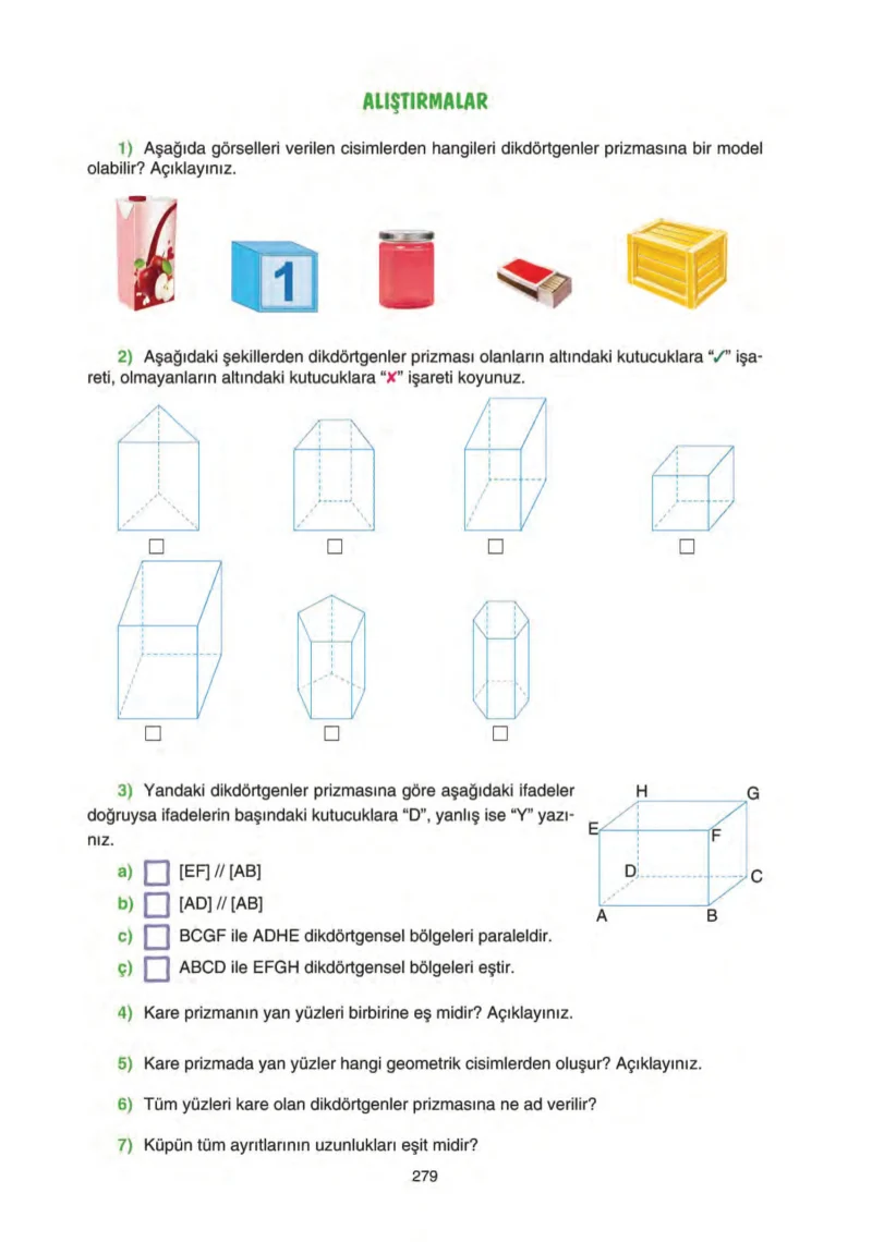 5. Sınıf Matematik Ders Kitabı Cevapları Tuna Yayınları Sayfa 279