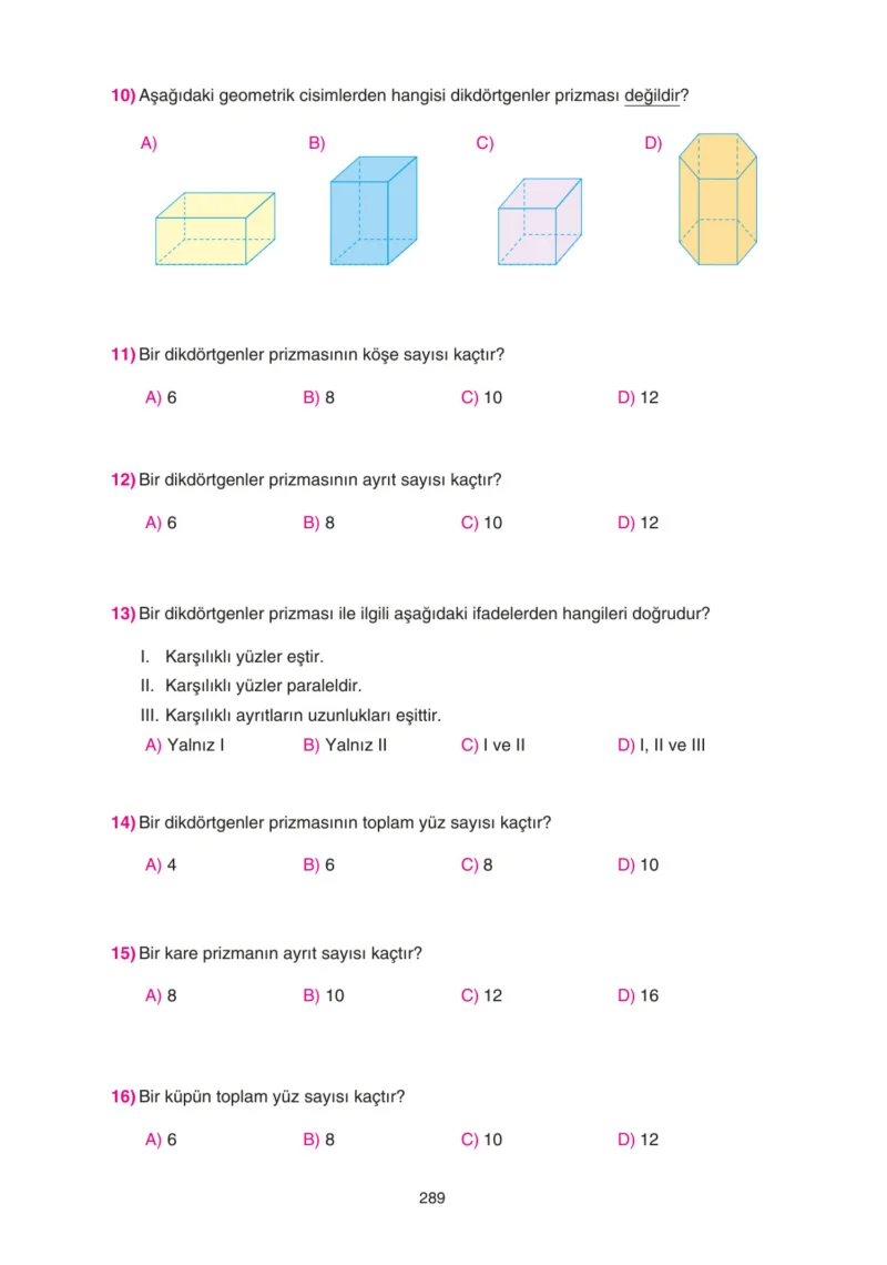 5. Sınıf Matematik Ders Kitabı Cevapları Tuna Yayınları Sayfa 289