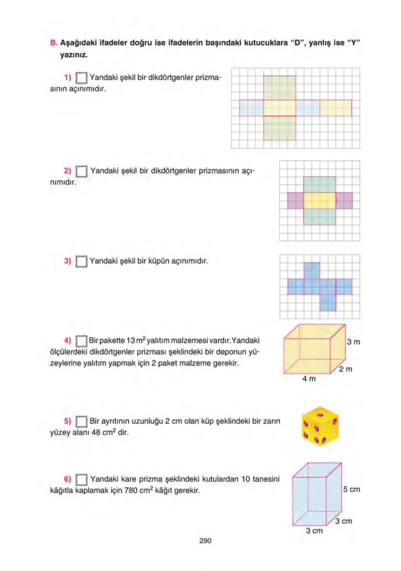 5. Sınıf Matematik Ders Kitabı Cevapları Tuna Yayınları Sayfa 290