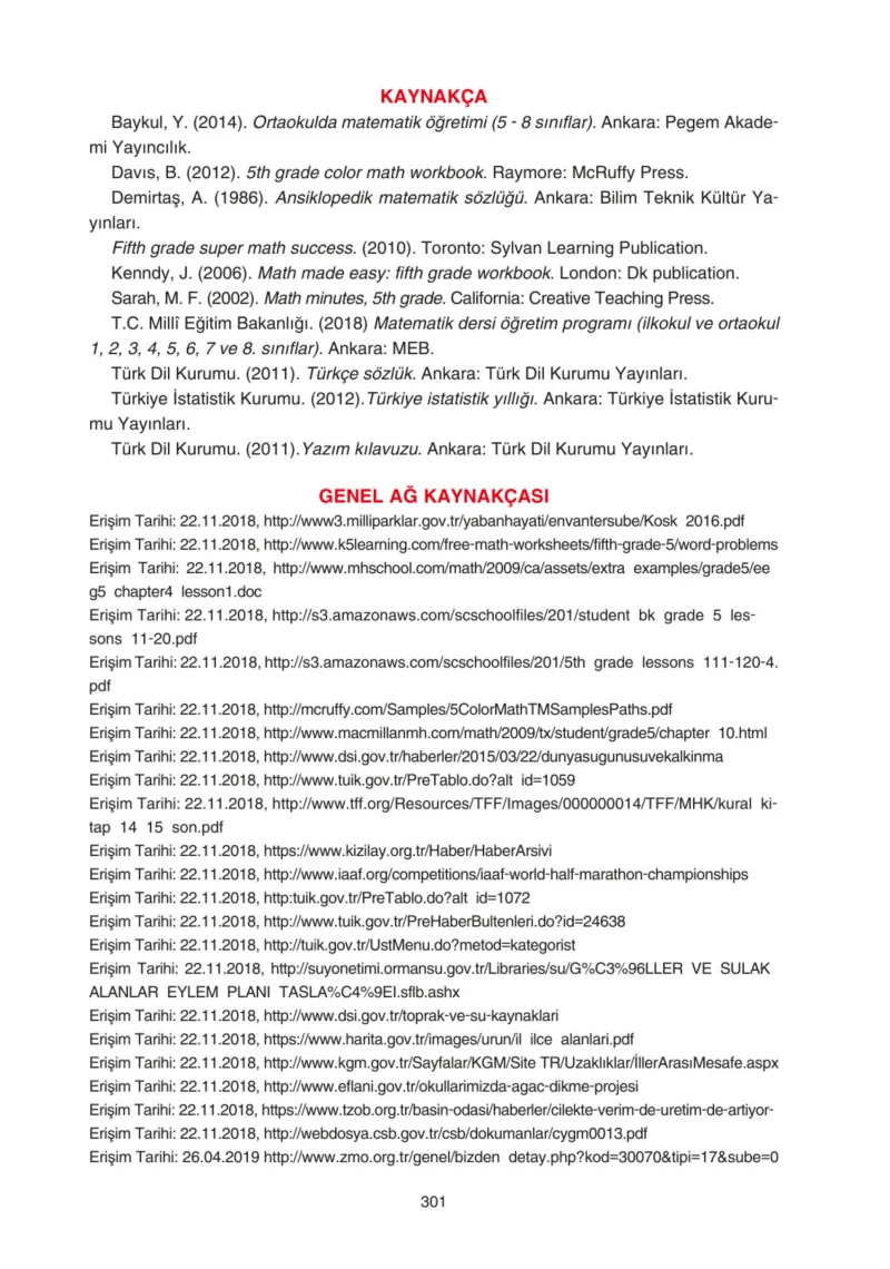5. Sınıf Matematik Ders Kitabı Cevapları Tuna Yayınları Sayfa 301