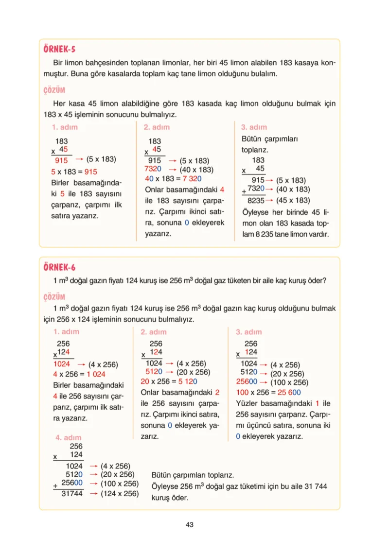 5. Sınıf Matematik Ders Kitabı Cevapları Tuna Yayınları Sayfa 43