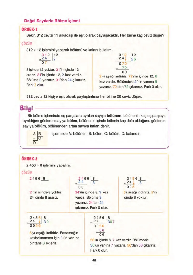 5. Sınıf Matematik Ders Kitabı Cevapları Tuna Yayınları Sayfa 45