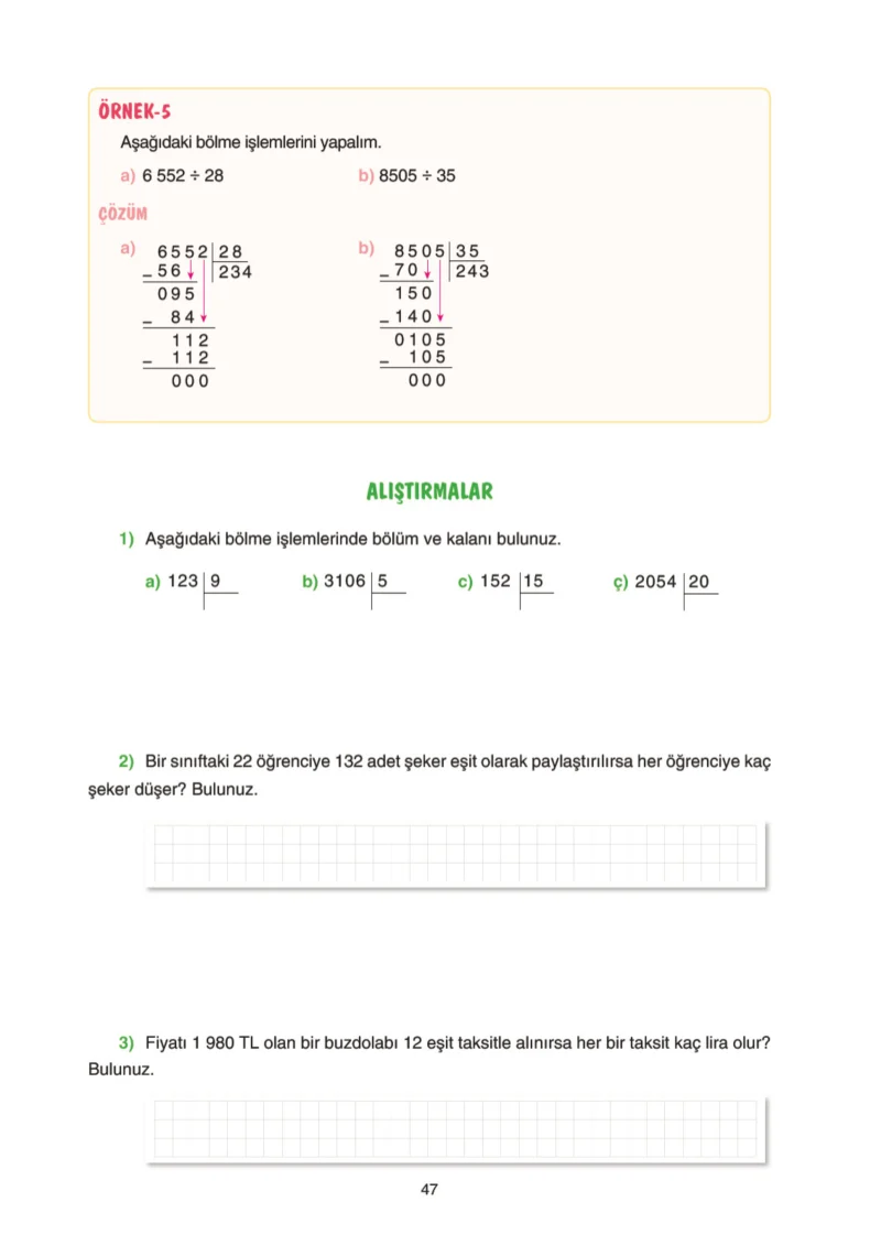 5. Sınıf Matematik Ders Kitabı Cevapları Tuna Yayınları Sayfa 47