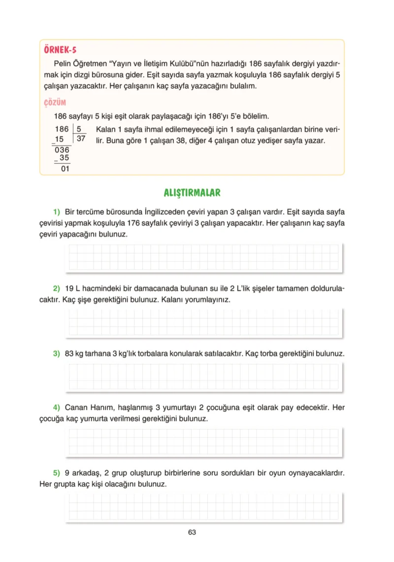 5. Sınıf Matematik Ders Kitabı Cevapları Tuna Yayınları Sayfa 63