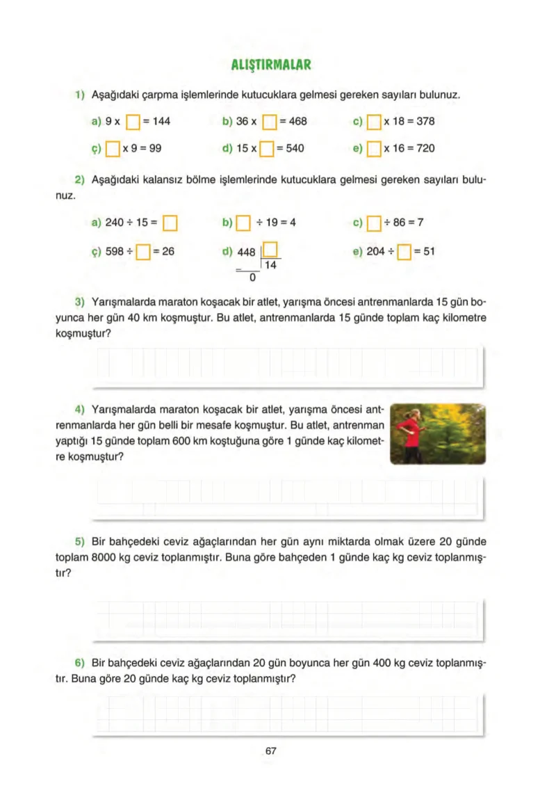 5. Sınıf Matematik Ders Kitabı Cevapları Tuna Yayınları Sayfa 67