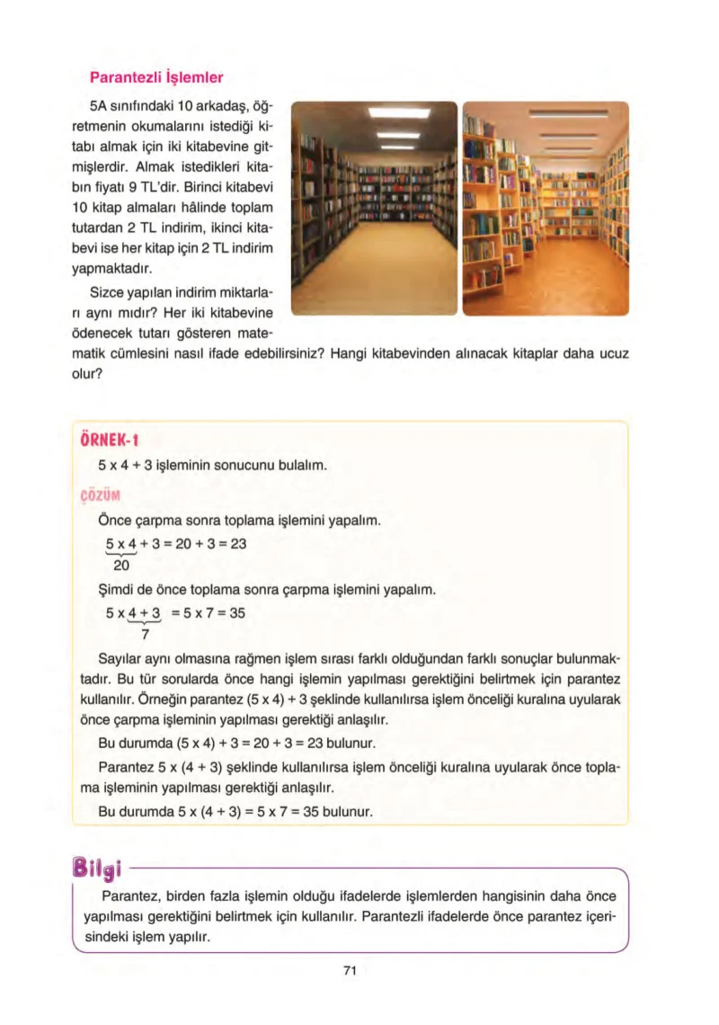 5. Sınıf Matematik Ders Kitabı Cevapları Tuna Yayınları Sayfa 71