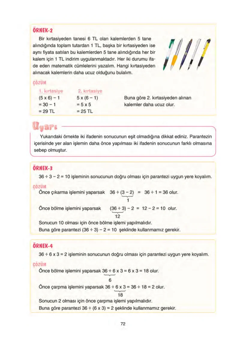 5. Sınıf Matematik Ders Kitabı Cevapları Tuna Yayınları Sayfa 72