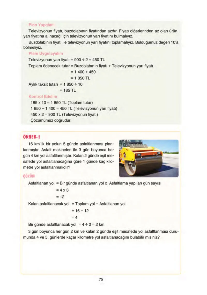 5. Sınıf Matematik Ders Kitabı Cevapları Tuna Yayınları Sayfa 75