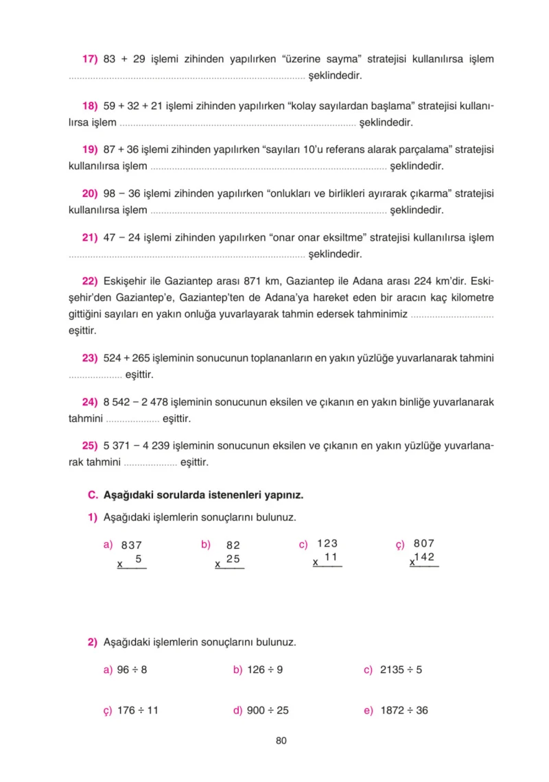 5. Sınıf Matematik Ders Kitabı Cevapları Tuna Yayınları Sayfa 80