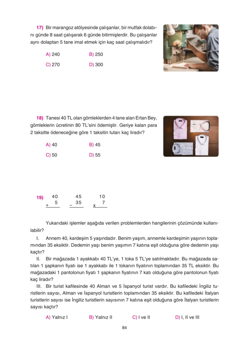 5. Sınıf Matematik Ders Kitabı Cevapları Tuna Yayınları Sayfa 84