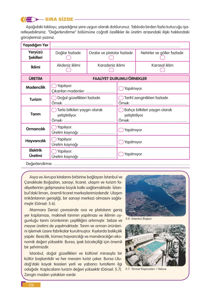 5. Sınıf Sosyal Bilgiler Ders Kitabı Cevapları E Kare Yayınları Sayfa 126